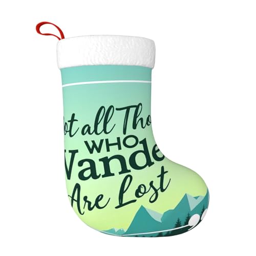 Nuzjahu Not All Those Who Wander are Lost 1 Pattern Christmas Stockings - 17.7 Inches Large Plush Xmas Stocking for Kids Christmas Hanging Decorations for Family Decorations & Gifts