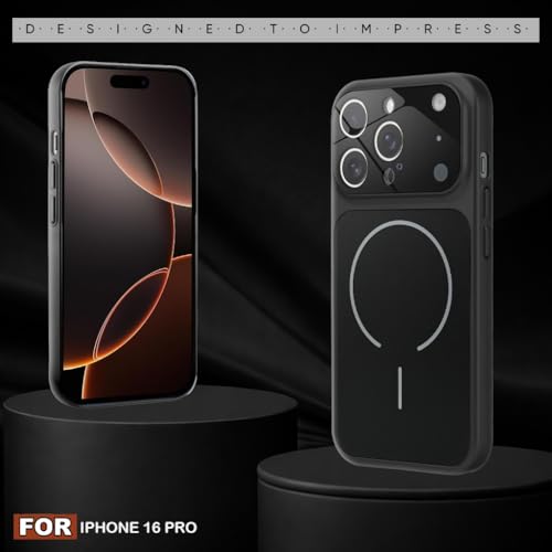 Image of SHINESTAR iPhone 16 Pro Case - Premium Shockproof Protective Cover, Wireless Charging Compatible, Slim & Durable Luxury Back Cover with Camera Protection (Black)