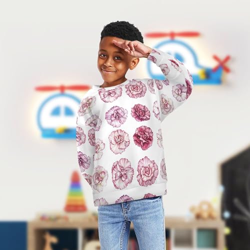 JUNZAN Rustic Carnation White Little Boys Pullover Hoodie Fleece Hoodies for Girls Camping 4T4