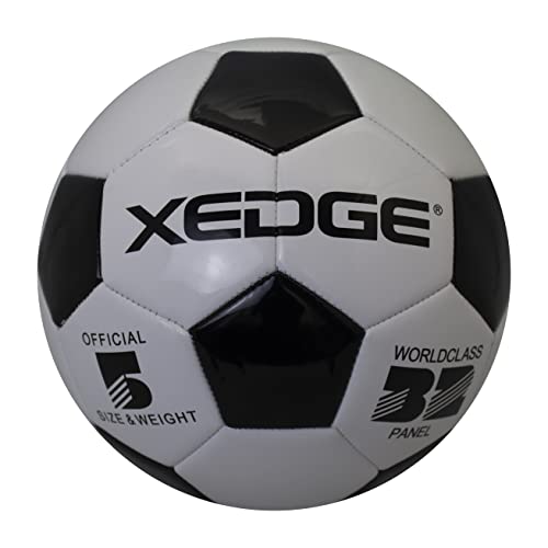 XEDGE Official Size Soccer Ball,Size 5 Training Ball for Girls,Boys,Youth Teenagers,Adults,Machine Stitched for Indoor Outdoor Play (Black and White, Size 5) - image 1