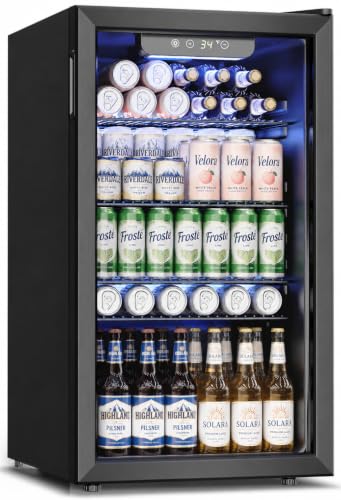 Image of Feelfunn 3.2 Cu. Ft. Beverage Refrigerator, 126-Can Mini Fridge, 34-64F
