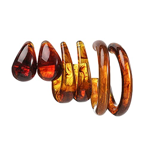 3Pairs Lightweight Minimalist Vintage Polished Teardrop Waterdrop C Shape Circle Round Cuff Acrylic Resin Hoop Earrings Colorful Thick Chunky Wide Thin Acetic Acid Earrinsg Set for Women