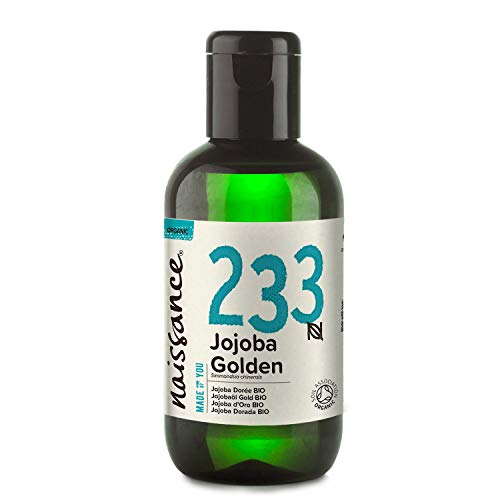 Naissance Certified Organic Golden Jojoba Oil 4 fl oz - Pure, Natural, Unrefined, Vegan, Hexane Free, Non GMO - for Aromatherapy and as a Massage Base Oil - Moisturizing Hydrating Hair & Skin