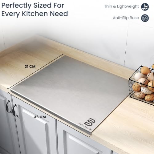Image of Stainless Steel Countertop Chopping Board, 36 x 31 cm