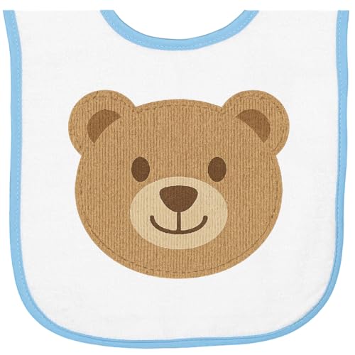 inktastic Cute Teddy Bear Face for Kids Baby Terry Cloth Bib