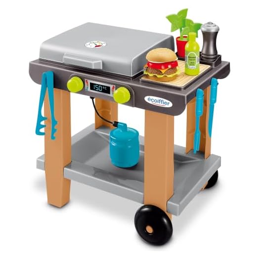 Ecoiffier – Grill für Kinder – 23-teiliger Spielzeug-Grill, mit Burger, Grillzange, Fleisch und Spielzubehör, für Jungen und Mädchen ab 18 Monaten