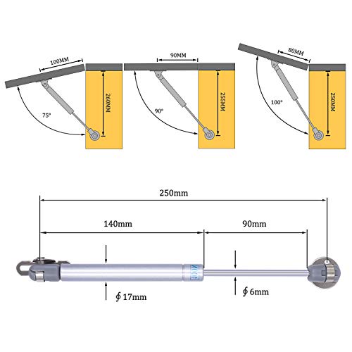 Konigeehre 6 Pack 100N/22.5Lb Gas Strut Lift Support Gas Spring Lid Support Gas Shocks With Hardware For Cabinet, Storage Box, Etc. #TOP1