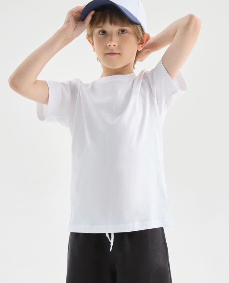 2-Pack Kids Cotton T-Shirts Short Sleeve Basic Tops for Toddlers Boys and Girls White/Grey 2-3T image 6 of 6 B0D8HVQMT2