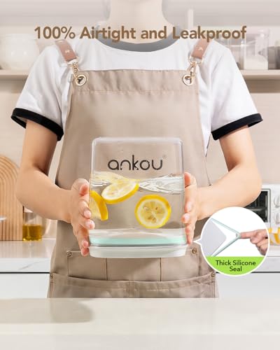 Image of Ankou Food Storage Container Sets, 2.8 Qt + 4.2 Qt *2 Airtight Canisters with Lids and 130ml Scoop, BPA-Free Plastic Pantry Containers for Flour, Sugar, Rice