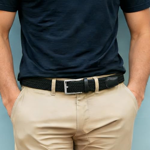 Image of BELTROAD Elastic Braided Belt Mens Golf Belts No-Hole Design Lightweight Breathable Woven Stretch Belt for Golf Casual