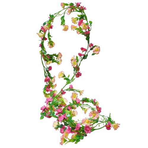HONVONTU Flower Garland Artificial Wildflower with Mini Daisy Flower Pink Summer Flower Garland for Mantle Wall Backdrop Wedding Arch Tea Party Door