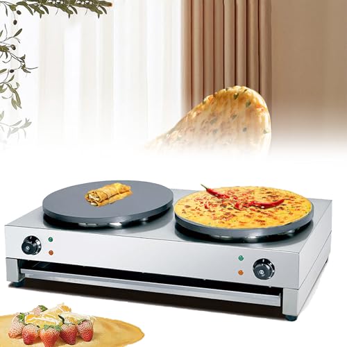 Máquina eléctrica para panqueques con doble cabezal, diseño de acero inoxidable antiadherente, control comercial de potencia y temperatura para servicio de alimentos