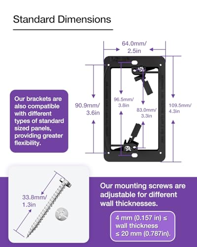 Image of VCE Low Voltage Mounting Bracket Single Gang Wall Plate, Flush Low Voltage Box for Network, HDMI, Coaxial, Speaker, Telephone Cables, Black, 5 Pack