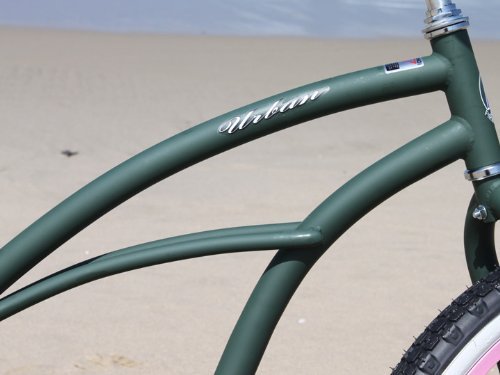 Firmstrong Urban Lady Single Speed Beach Cruiser Bicycle, 26-Inch, Army Green/Pink Rims W/Black Seat (15214) #TOP3