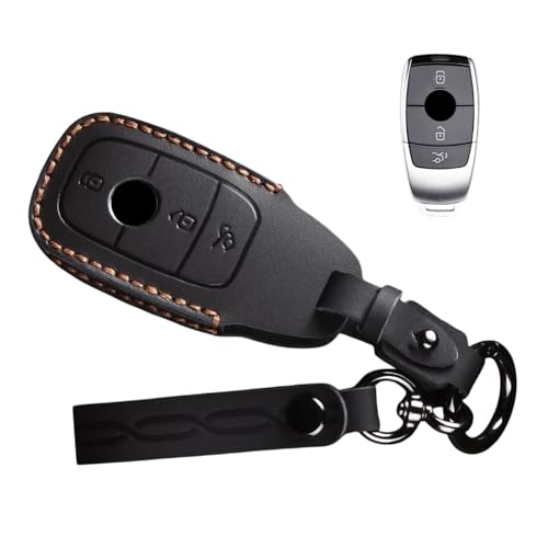 Funda para llave Mercedes en piel de vacuno negra con tres botones