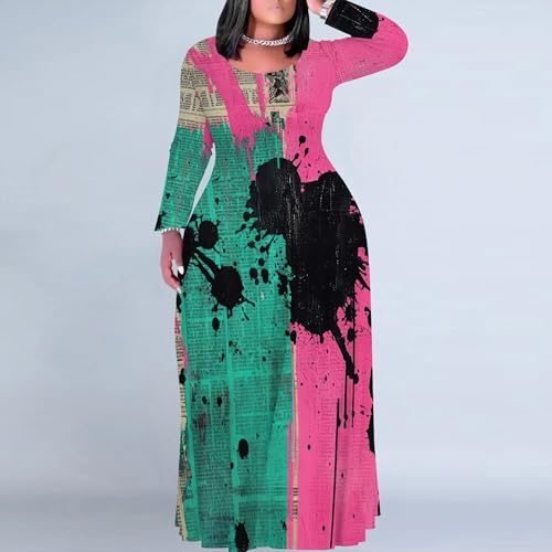 Image of PinkPatty Women's Plus Size Long Sleeve Maxi Dresses T Shirt Boho Fall Dress with Pockets
