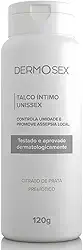 Talco íntimo Dermosex 100g Unissex com Prebióticos textura aveludada, toque suave e fragrância discreta