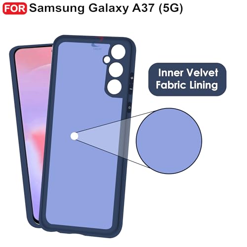 Image of CEDO Back Cover for Samsung Galaxy A37 (5G) | Camera Bump Protection & Inner Velvet Fabric Lining | Ultra Slim Matte Soft Rubberised Case Cover (Blue)