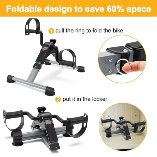 Image of Mini Cycle Pedal Exerciser with Adjustable Resistance and Digital Display - for Light Leg and Arm Exercise and Physiotherapy at Home| Compact & Portable Design (Black)