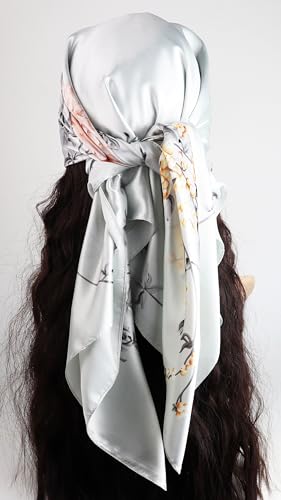 Image of Women's 35 inch Satin Square Silk Like Hair Scarves and Wraps Headscarf for Sleeping | Silk Feel Neckerchief, Hair Scarf, Fashion Bandana, Headscarf, Headband, Hair Wrap Sleeping, Daily Fashion Styling