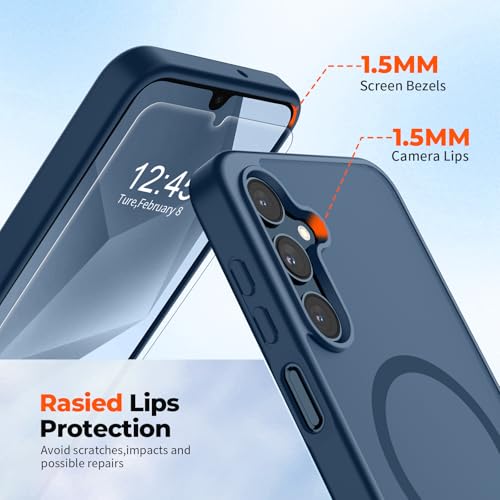 Image of SUPFINE Magnetic for Samsung Galaxy A16 5G Case with Screen Protector, (Built-in Magnets) (Military Grade Drop Protection) Slim Translucent Shockproof Phone Case,Sapphire Blue