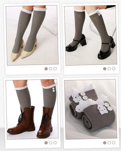 Image of Syhood Long Button Boot Socks with Lace