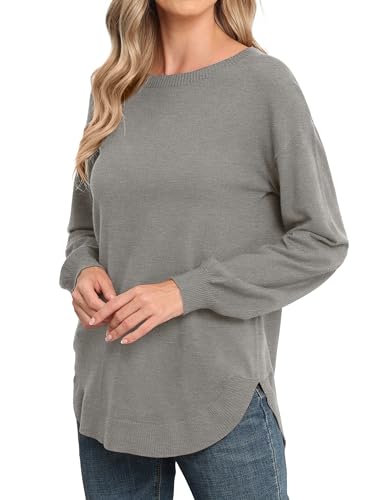 Image of GRECERELLE Womens Long Sleeve Lightweight Crewneck Sweater Tops Casual Soft Knit Pullover Jumper