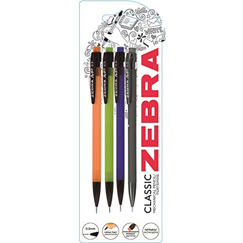 Zebra - Confezione da 4 portamine, multicolore
