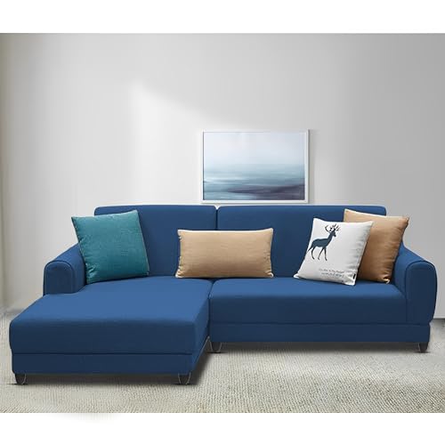 Image of Kraven LHS 4 Seater L Shape Sofa Set for Living Room (Blue Fabric) Premium Fabric Sofa