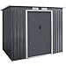 GIANTEX Caseta de Jardín de Metal, Caseta para Bicicletas, Caseta para Herramientas, Puertas y Ventanas Correderas, 213 x 130 x 173 cm