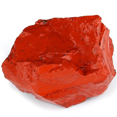 YATOJUZI Red Jasper 1.8-2.2' Natural Raw Stones and Healing Crystals Large Stone Rough Crystal Rocks for Tumbling Cabbing Polishing Fountain Rocks Decoration 1PCS