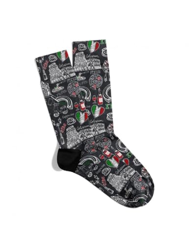 Rome Italy Cartoon Luxury Collection Quipo Funny Crazy Sarcastic Patterned Socks Series for Women and Men