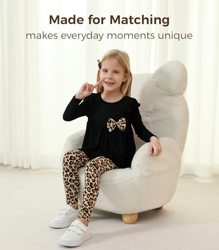 Image of Toddler Girls' Clothes-Viscose from Bamboo, Long Sleeve Ruffle Top with Pant Sets for Kids 2Pcs Fall Outfits 2T-6Y