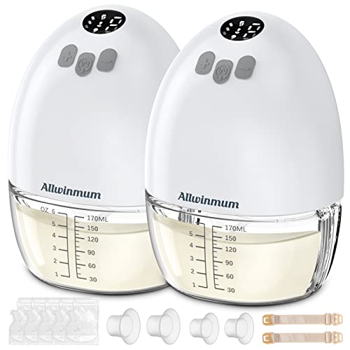 Image of Double Hands Free Breast Pump,Wearable Breastfeeding Pump, Electric Wireless Breast Pump for Travel Office Outdoor 6oz 3 Mode & 9 Levels