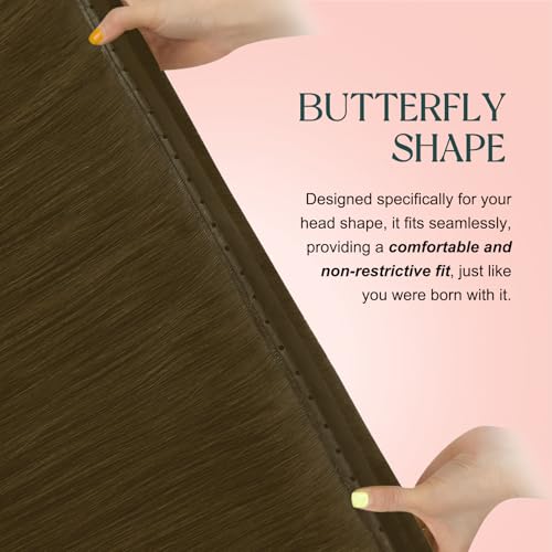 Image of Easyouth 100g Butterfly Weft Hair Extensions Brown, Hole Weft Extensions Real Human Hair, Medium Brown, 18 Inch, for Women, Seamless Blend, Remy Hair Extension Wefts Butterfly