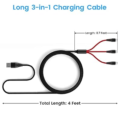weishan USB C Charging Cable for Rode Wireless Go 2 / ii Microphone System, 3-in-1 Type-C 3A Charger Cord with 18W Fast-Charge Power Adapter, 4ft Long