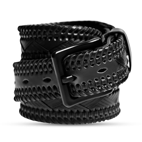 1 3/8” Braided Leather Belt for Men and Women Black and Brown Braided Belt Metal-Free Airport Friendly Belt