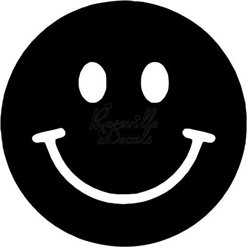 Image of Classic Happy Smiley Face Vinyl Decal Sticker for Home Office Decor Vehicle Window Sign Size- [8 inch] / [20 cm] Tall and Color- Matte Black