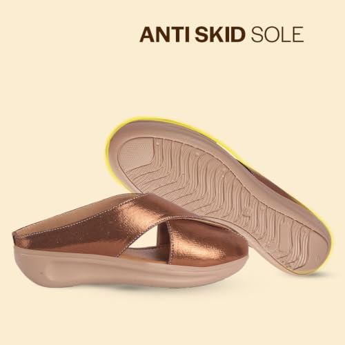 Image of FAUSTO Women Criss Cross Strap Design Perforated Slip On Shoes | Back Open Casual Shoes for Office, Outdoor, Party
