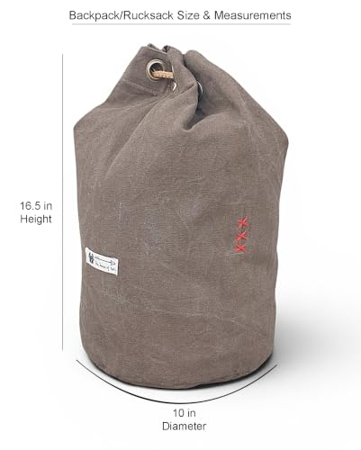Image of The House of tara Distressed Canvas Backpack /Rucksack for Unisex | 20 Litres | Casual Cotton Bag with Spacious Compartment & Drawstring Strap | Suitable for Everyday Essentials