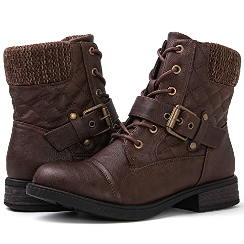 GLOBALWIN Women's Ankle Booties Fashion Combat Boots