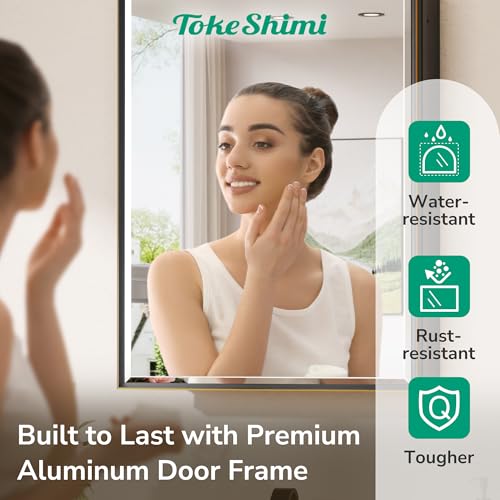 Image of TokeShimi 16 x 24 Bathroom Medicine Cabinet with Mirror, Oil Rubbed Bronze