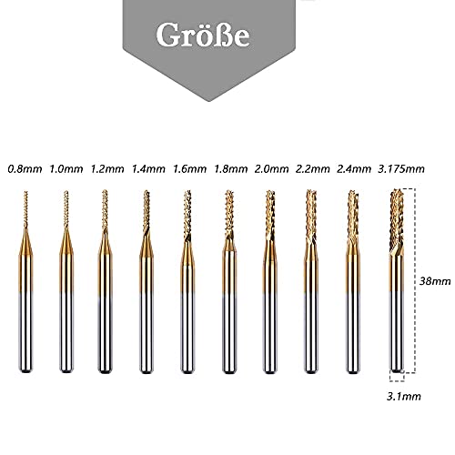 Mesee Set di 10 punte per incisione CNC, per