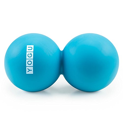 YOGU Peanut Double Ball or Set of 2 Firm Massage Lacrosse Balls for Myofascial Release, Trigger Point Therapy, Muscle Knots, and Yoga Therapy Massage Ball (1 Double Ball - Blue)