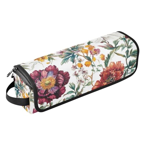 Yuiboo Bolsa de viaje para herramientas de pelo caliente con alfombrilla resistente al calor, organizador de alisadores de pelo de gran capacidad para rizador, secador de pelo plano, flores vintage,