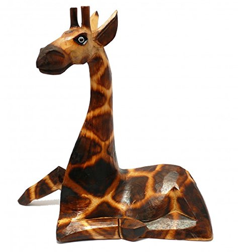 Holz-Giraffe Deko-Giraffe, sitzend, 3 Größen erhältlich, Tierfigur aus Holz (40 cm)