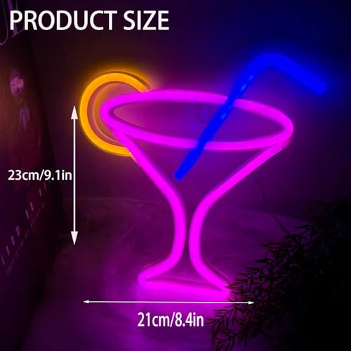 Image of Cocktails Neon Sign for Wall Decor ,Cocktails Happy Hour Neon Sign Man Cave Bar Home Art Neon Light Handmade LED Neon Lights Signs for Bedroom Beer Bar Neon Light Sign Hotel Party Club