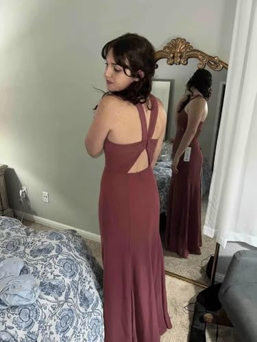 Zepumen Halter Bridesmaid Dresses for Women 2025 Chiffon Long Formal Party Dress with Slit3