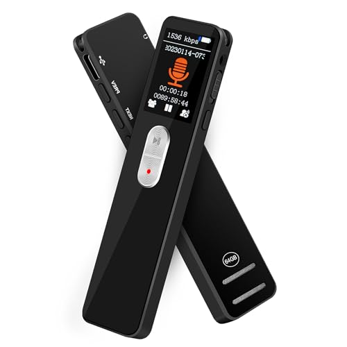 64GB Digital Voice Recorder, Bluetooth 5.2 Small Voice Activated Recorder 3072KBPS Intelligent Noise Reduction Type-C Rechargeable Audio Recorder for Lecture,Meetings,Class,Interview