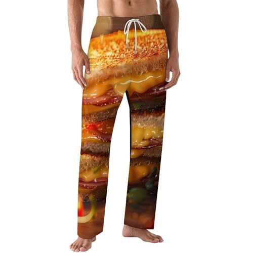 Grilled Cheese Sandwich Mens Pajama Pants Print Lounge Pant PJ Bottoms Sleepwear Loungewear